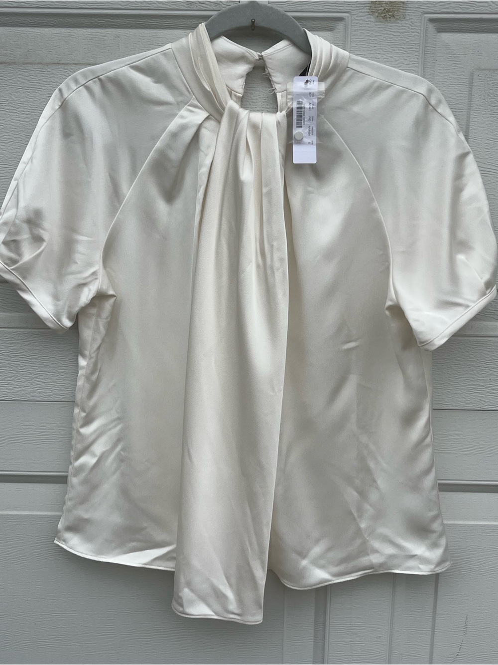 Women's J.crew satin ivory top pleated front size S